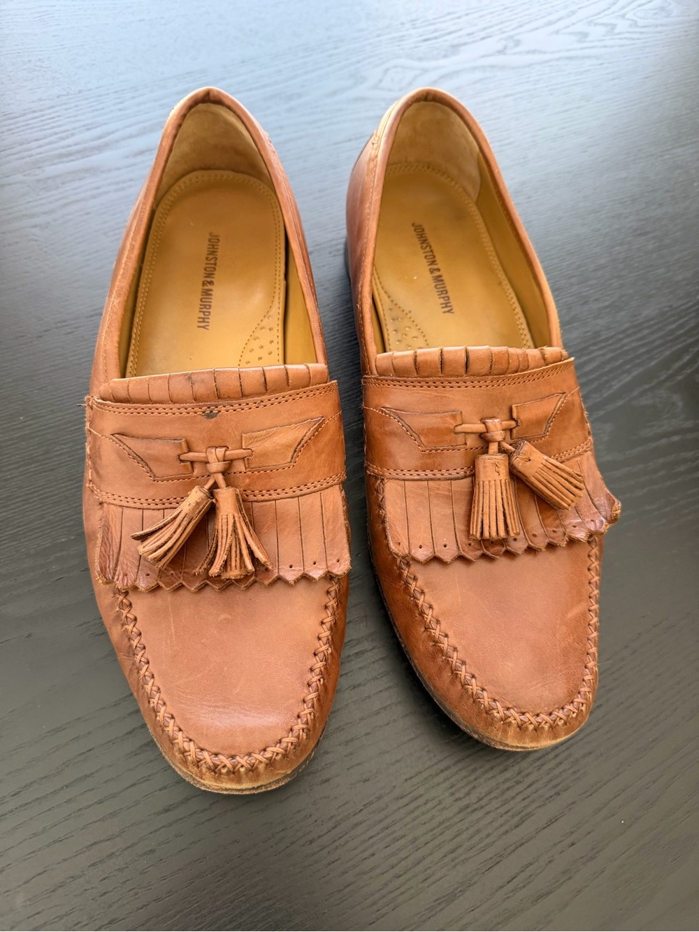 Johnston & Murphy Tan Leather Tassel Kiltie Loafers